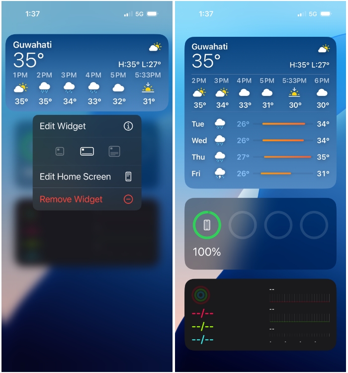 Widget resizing on iOS 18