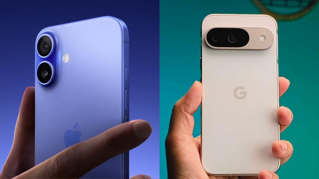 iPhone 16 vs Pixel 9 in-hand design comparison