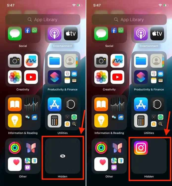 Open hidden apps on iOS 18