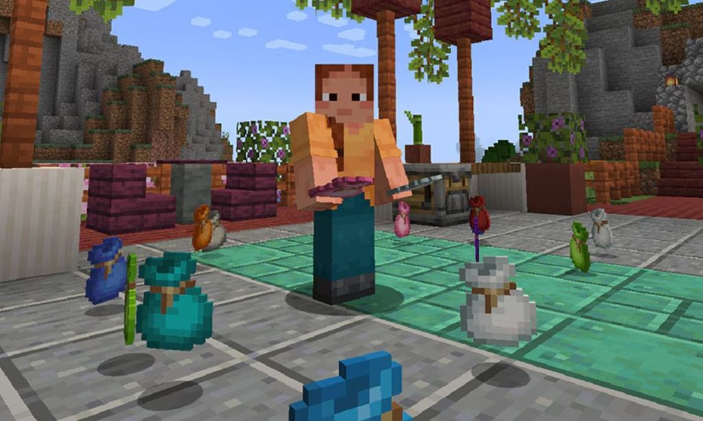 minecraft adds bundles in different colors lying around the character