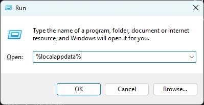 open localappdata in windows 11