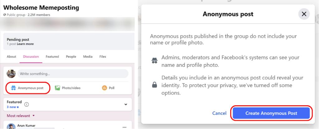 Create Anonymous Post Facebook Web