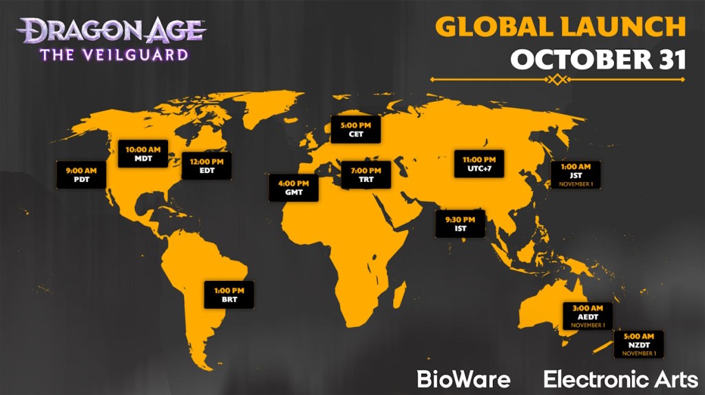 Dragon Age The Veilguard release times image