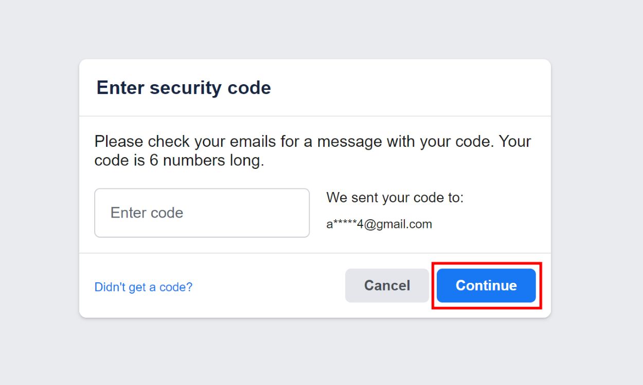 Enter recovery code on to login to Facebook