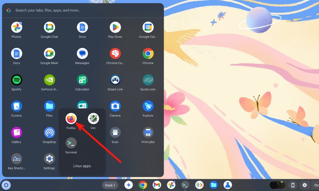 Firefox in Linux folder - install firefox on chromebook