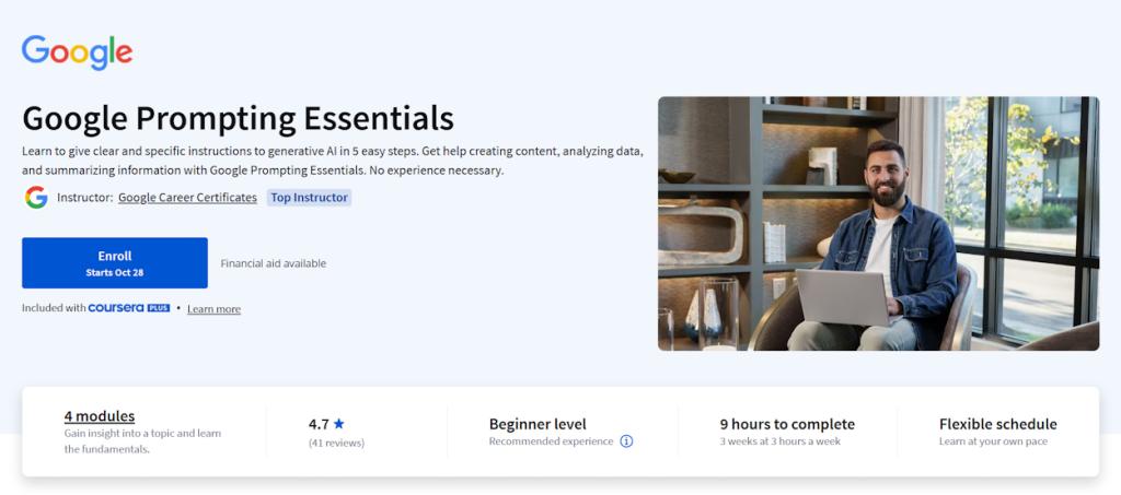 Google Prompting Essentials course details