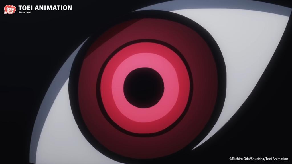 Imu's dark red eyes in One Piece anime