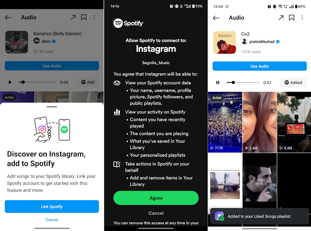 Instagram track added to Spotify