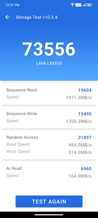 Lava Agni 3 AnTuTu Storage