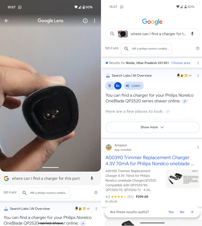 Looking for Philips Trimmer Charger with Google Lens Search with Video