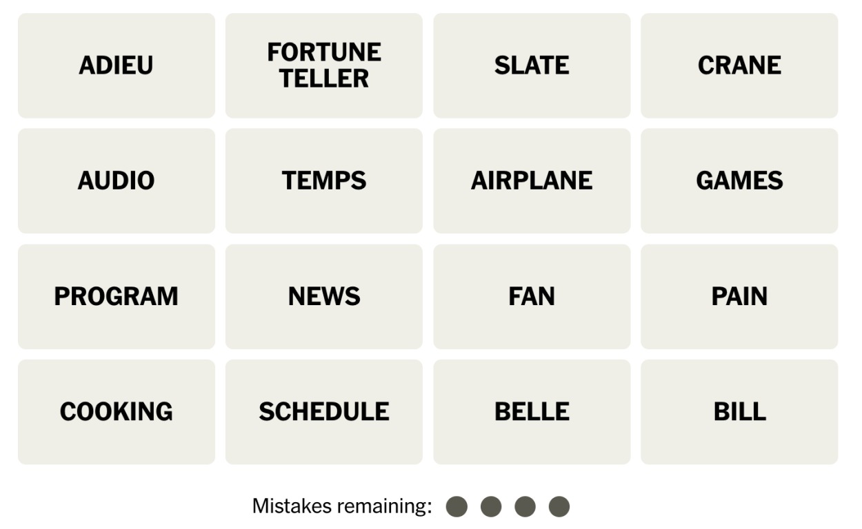 NYT Connections October 24 Grid