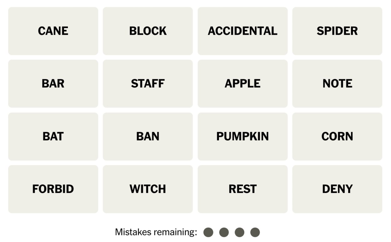 NYT Connections Oct 8 Grid