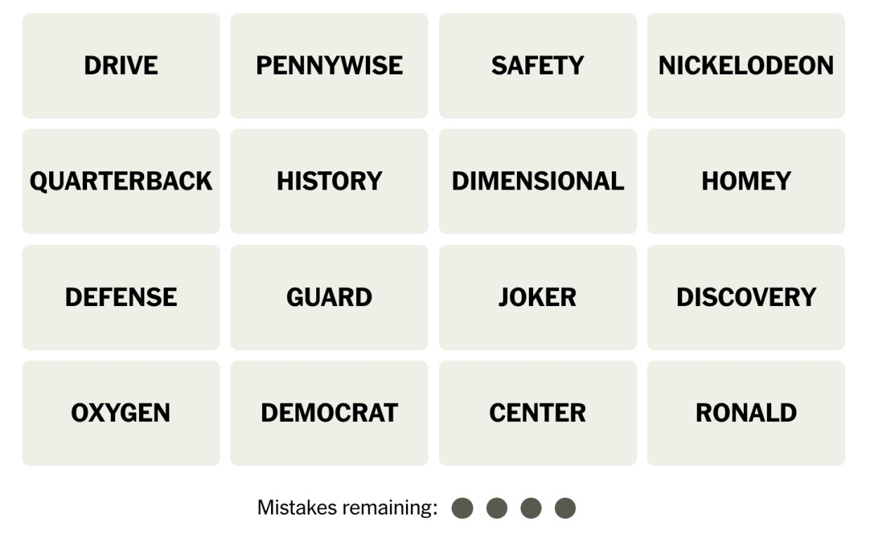 NYT Connections Oct 15 Grid 