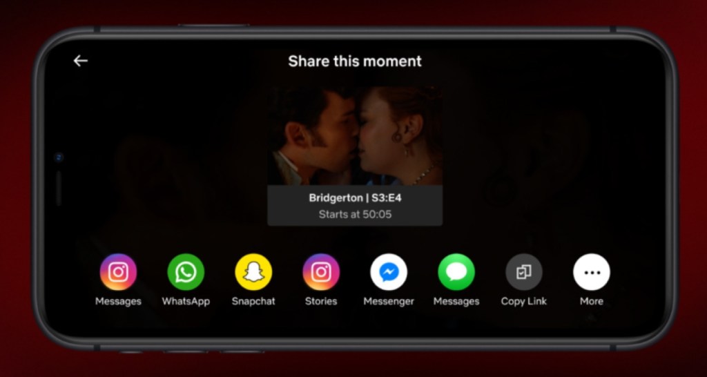 Netflix Moments Share Interface