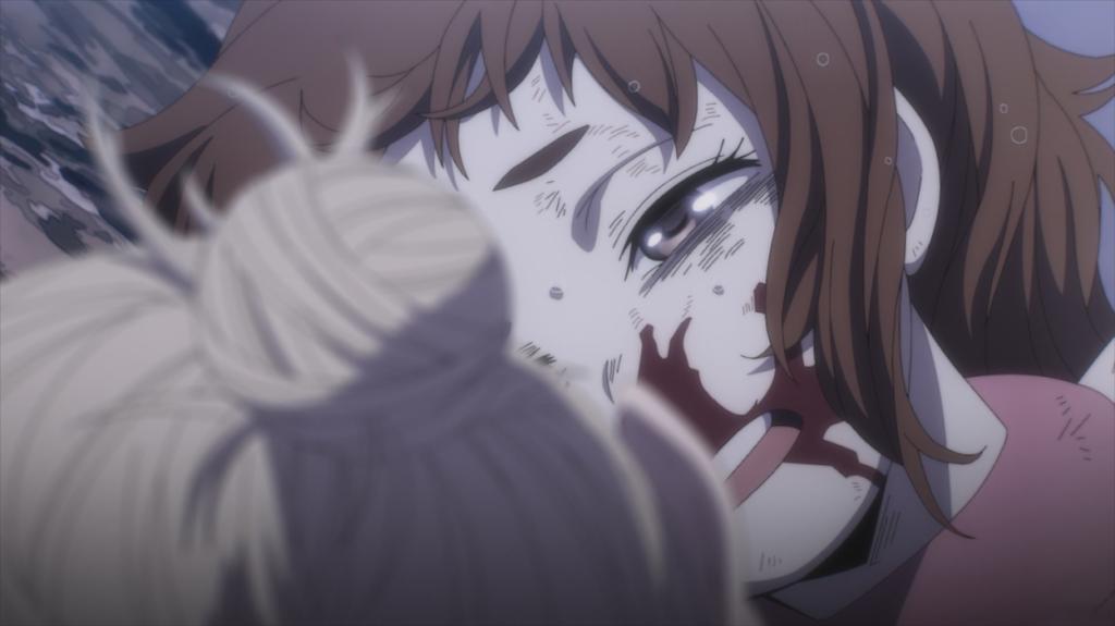 Ochaco Uraraka in a near-death state in MHA anime.