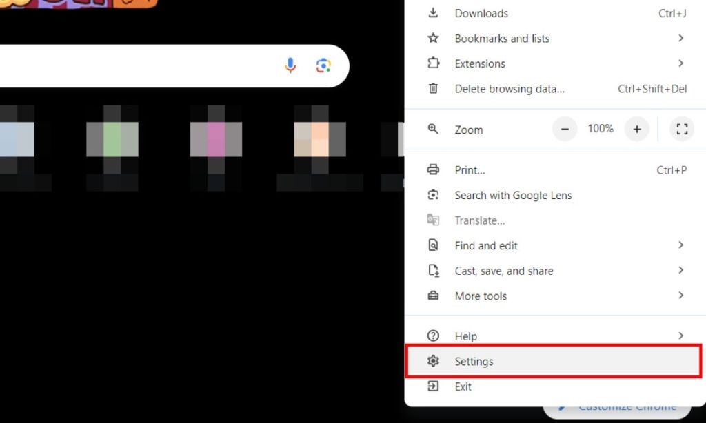 Open Chrome Settings to clear browser cache