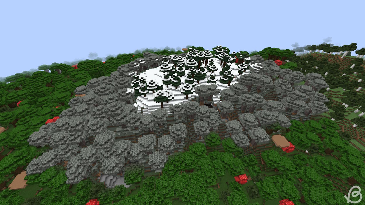 Pale Garden forming a donut around a grove biome in Minecraft