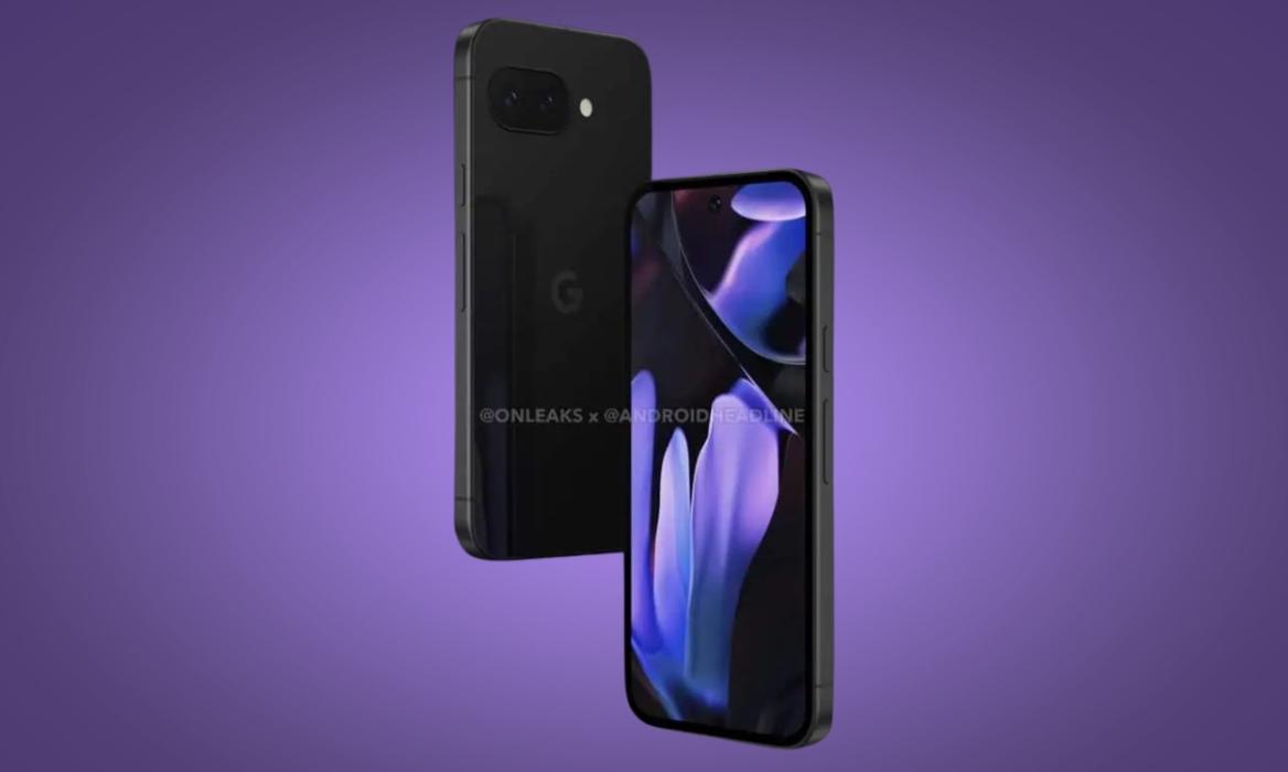 Pixel 9a render against a purple background