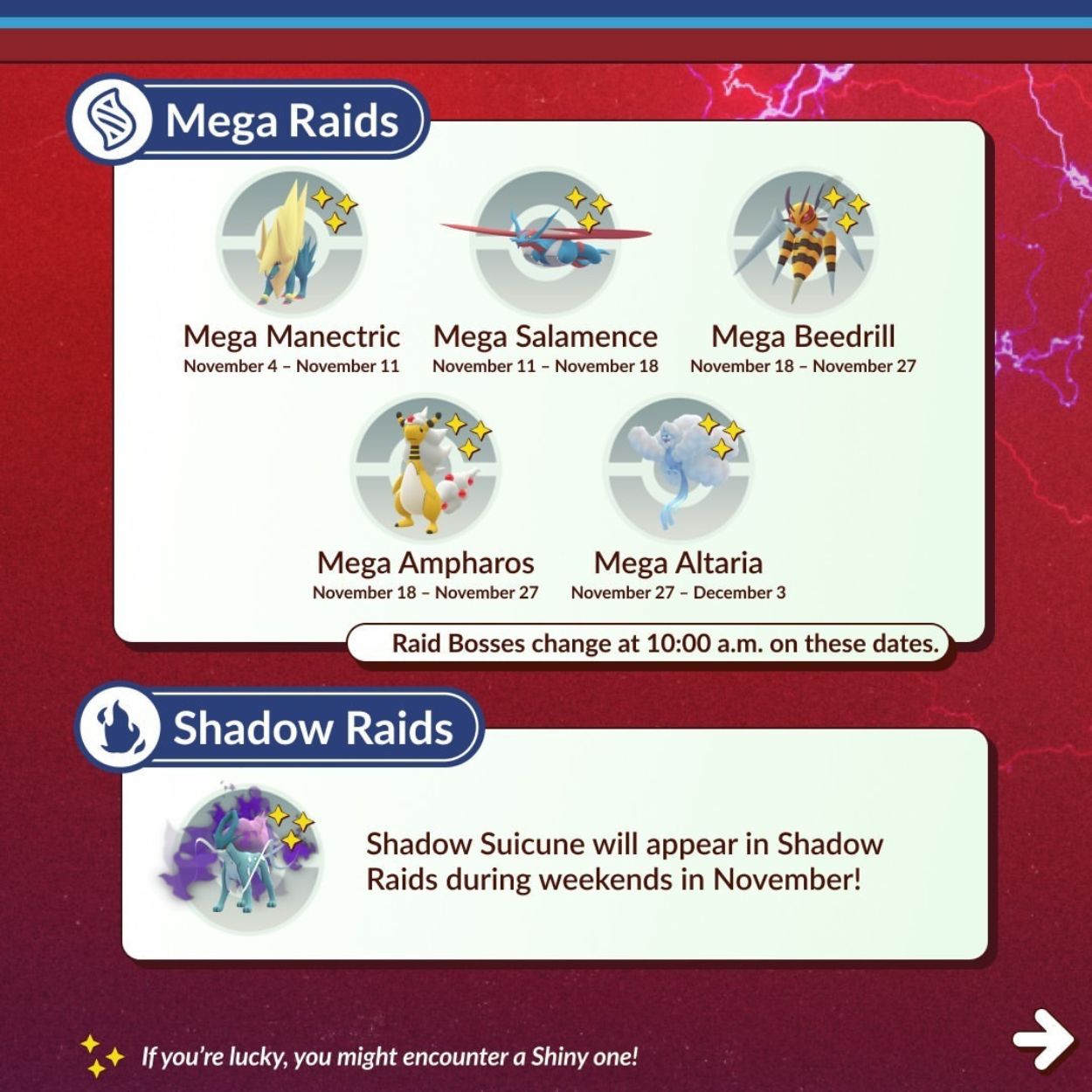 Pokemon GO November 2024 mega raids and shadow raids