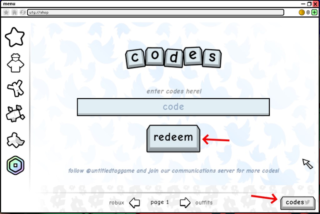 Redeem UTG codes option