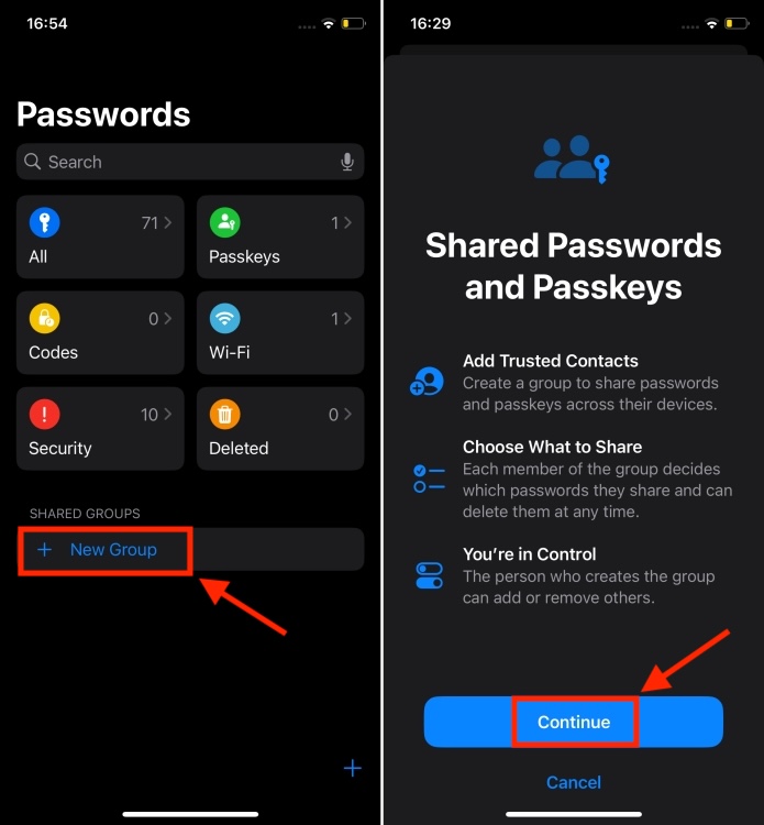 Shared Groups in the iOS 18 Passwords app