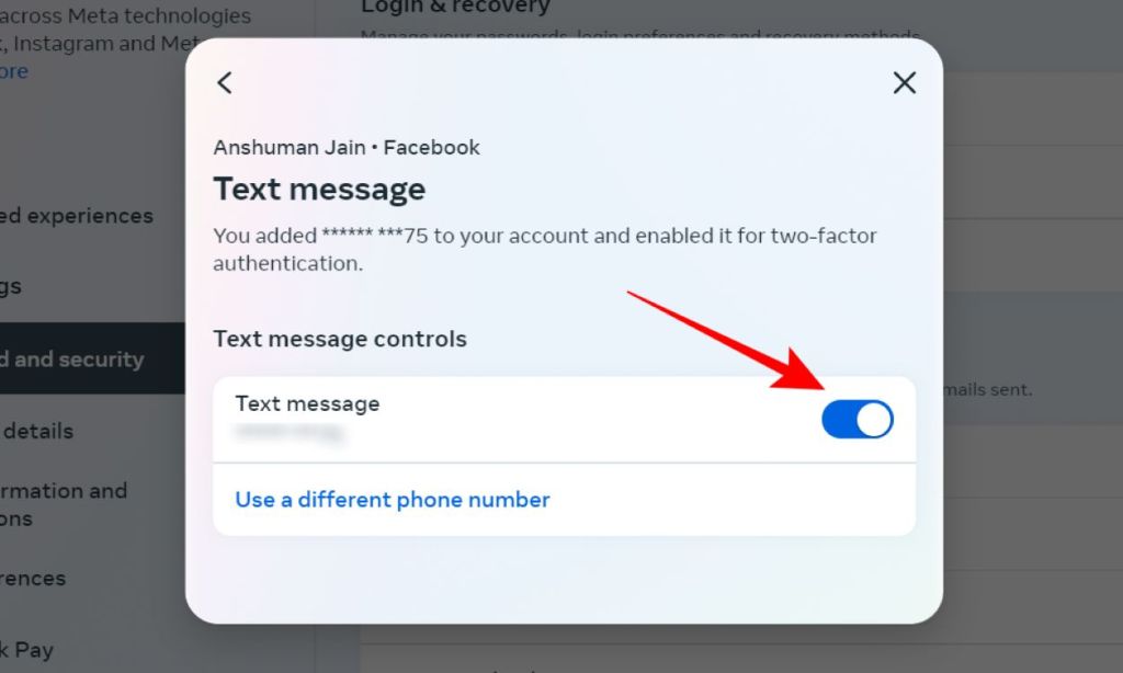 Turn off Toggle for Text message