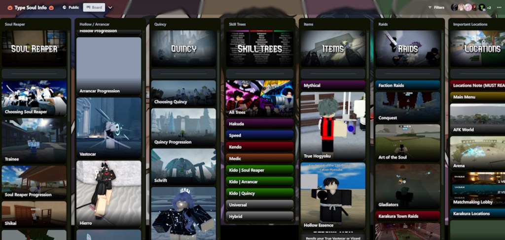 Type Soul Trello V2 Board