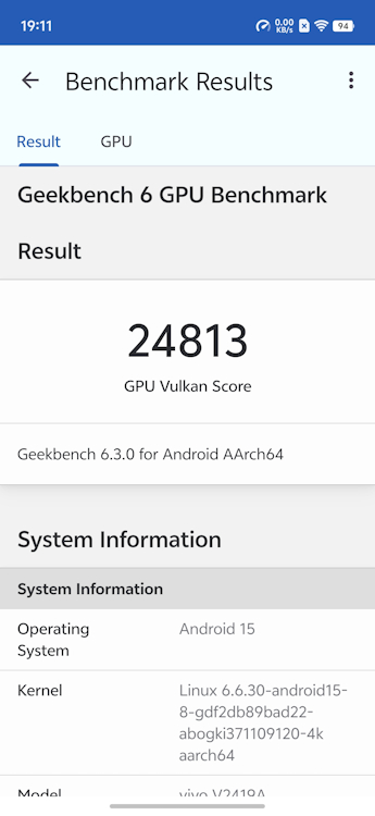 Vivo X200 Pro Mini Geekbench Vulkan