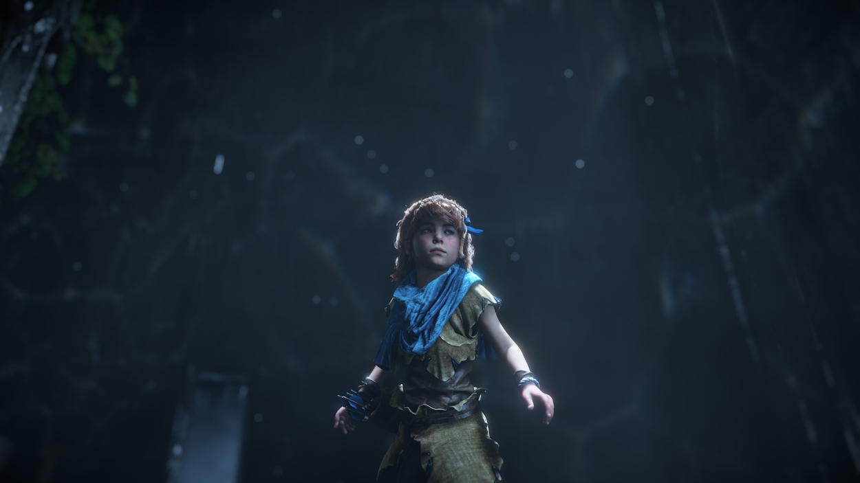 A young aloy in horizon zero dawn