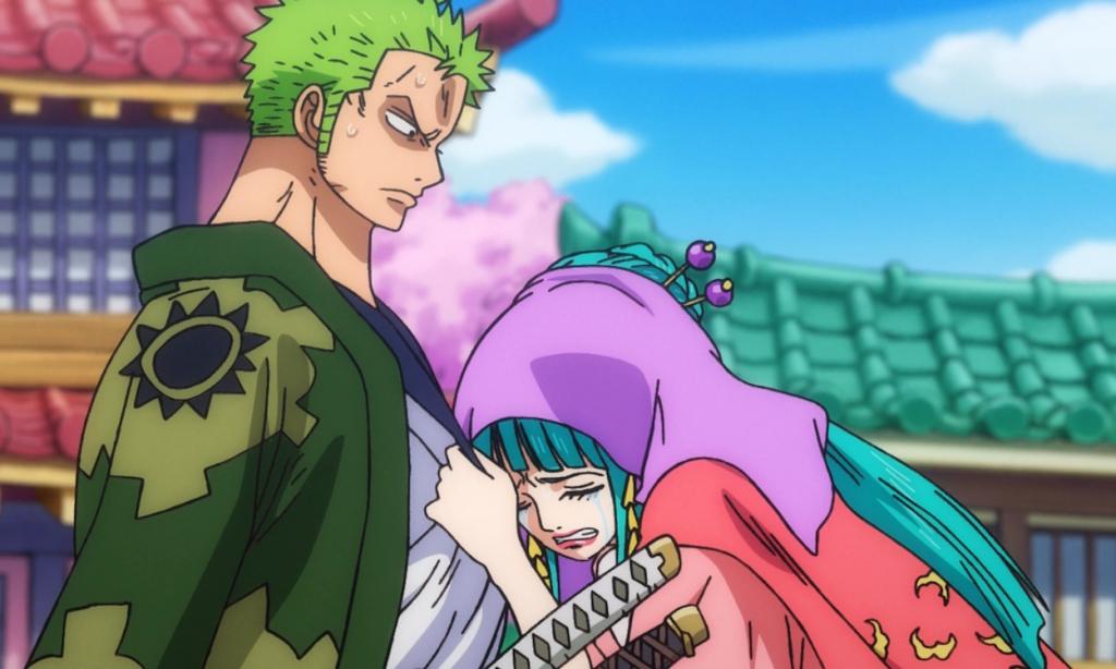 Zoro and Hiyori while Yasuie's execution