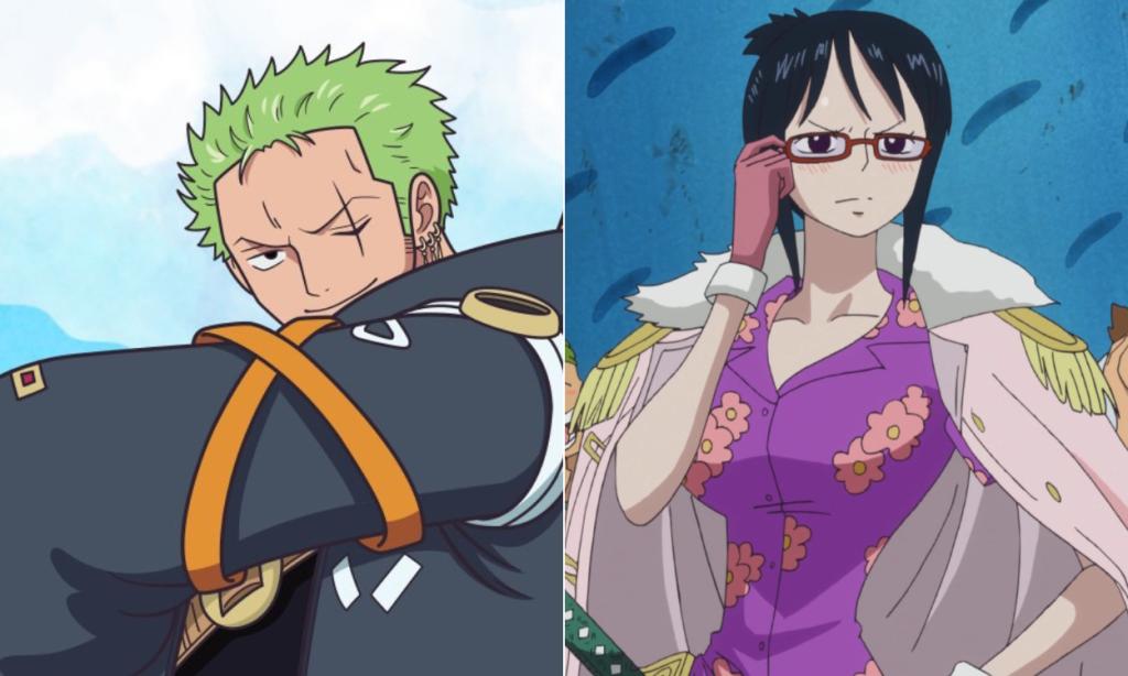 Zoro and Tashigi in One Piece anime