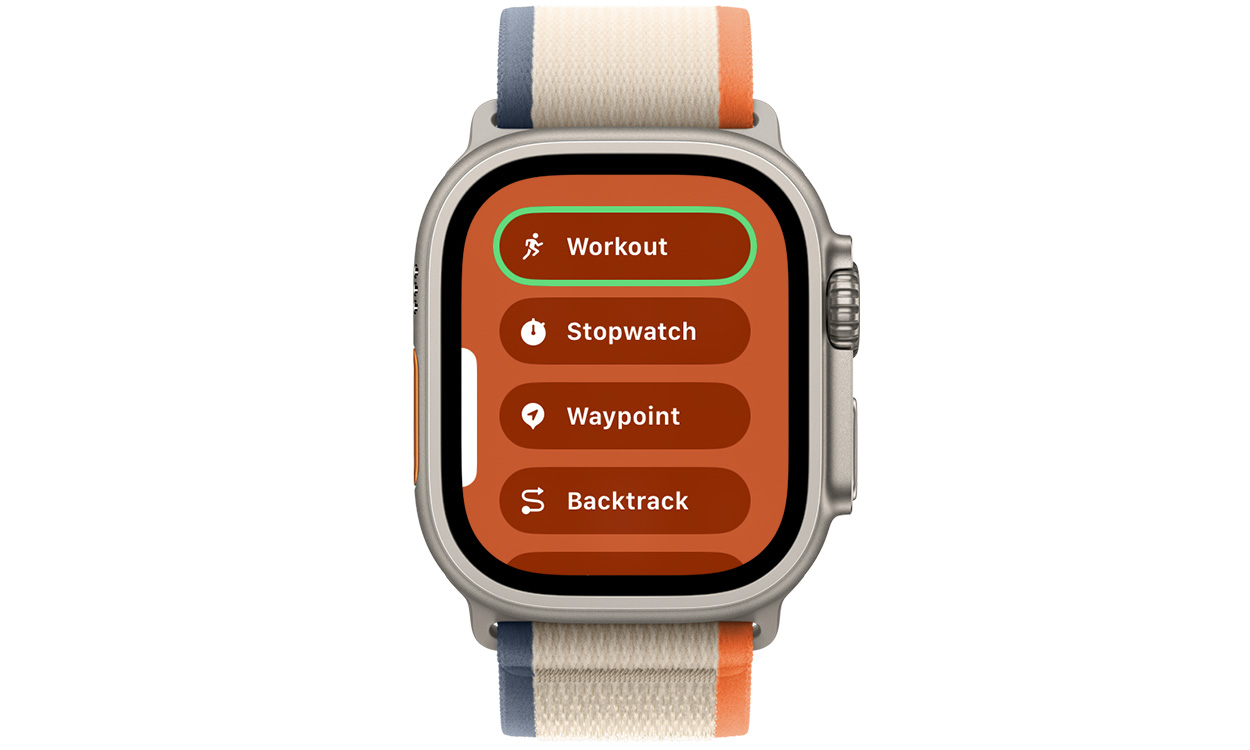 Action Button-Schnellmenü in der Apple Watch Ultra und Ultra 2