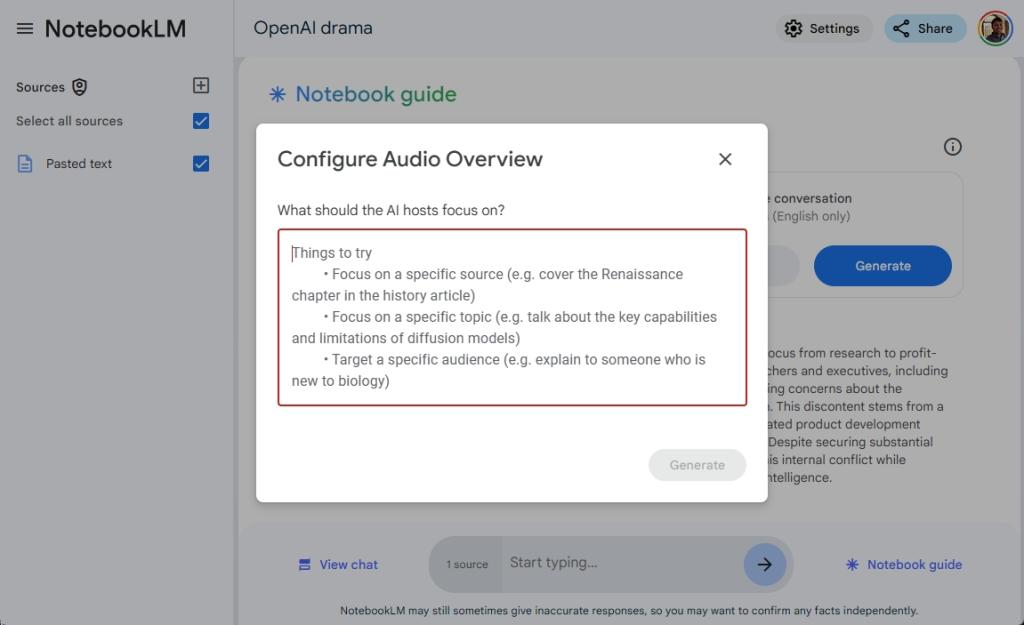 add custom instructions in notebooklm ai podcast