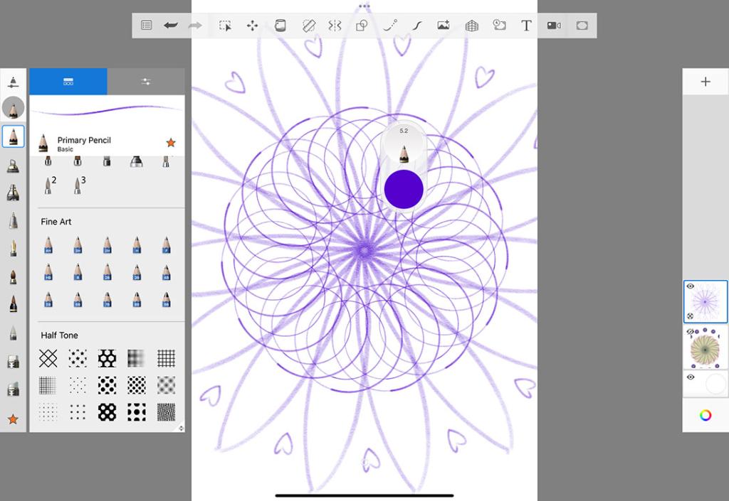 Sketchbook UI and drawing tools