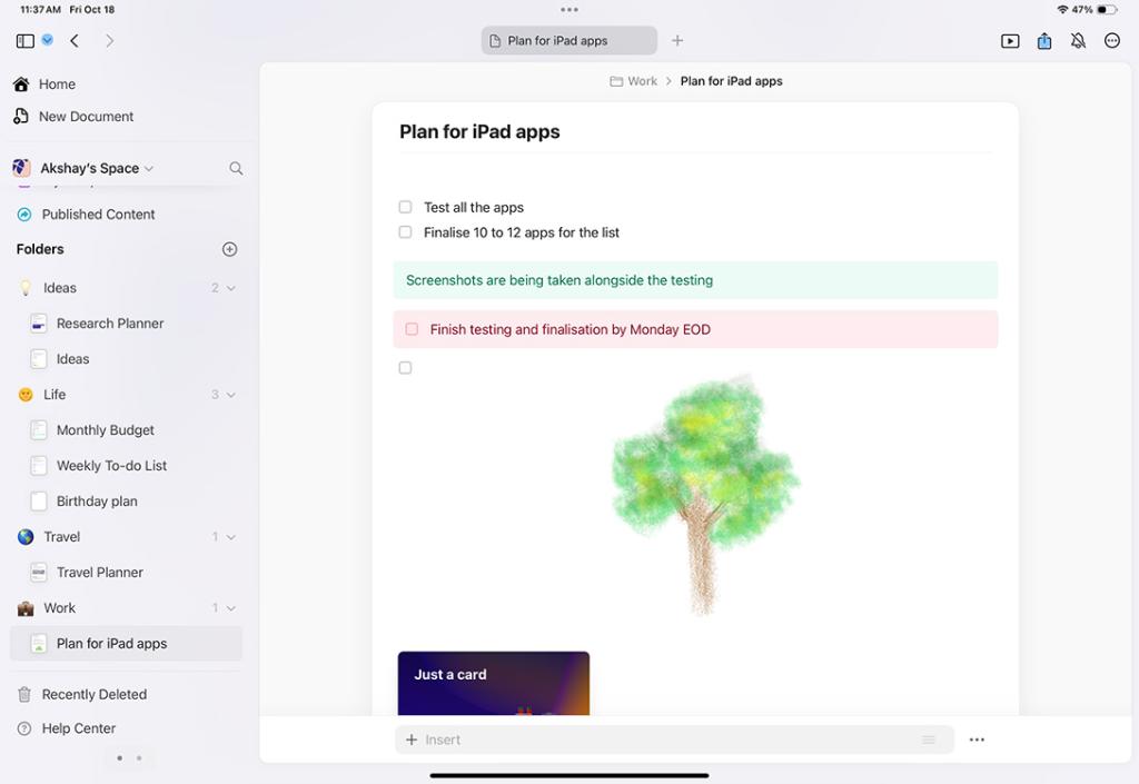 Craft app UI with an open document showing various styling options and an embedded sketch