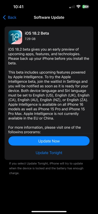 iOS 18.2 Beta