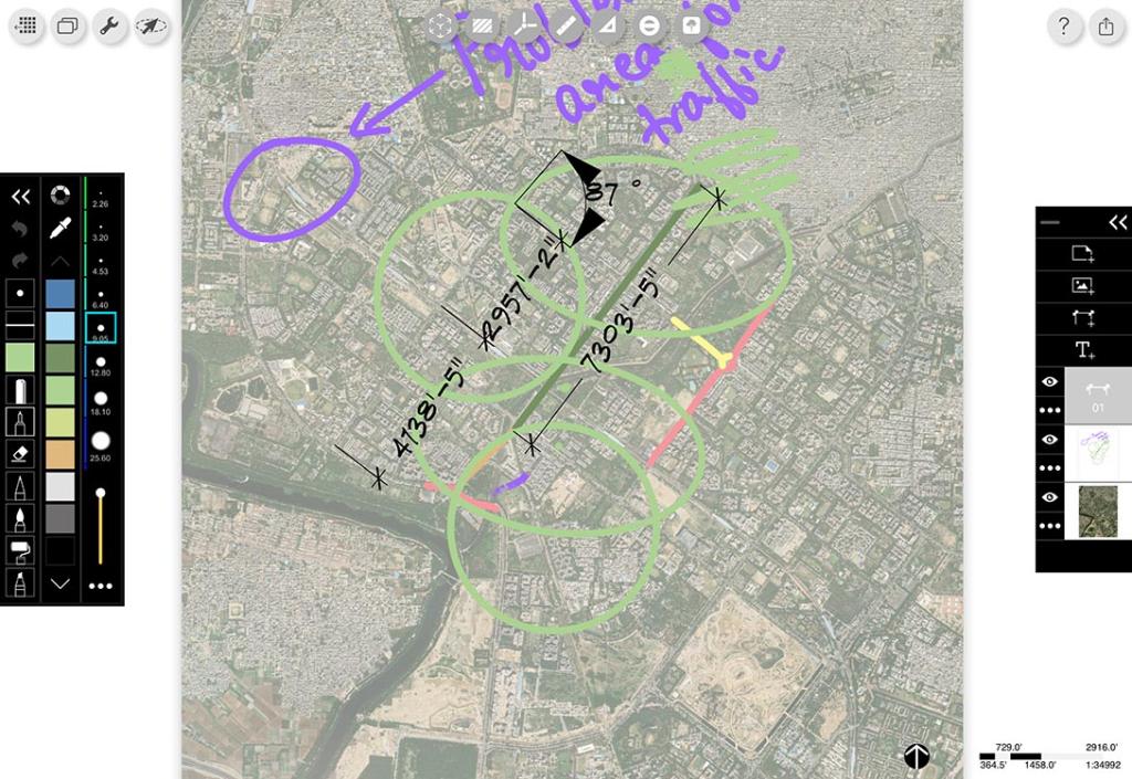 Site planning and urban development planning using Morpholio Trace's map mode