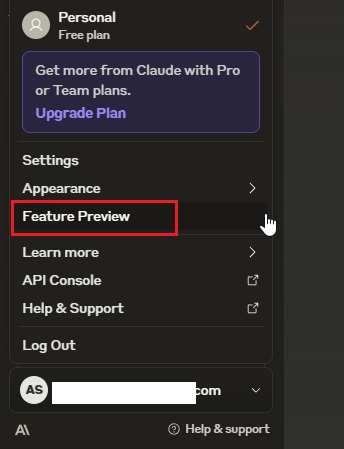 open feature preview in claude