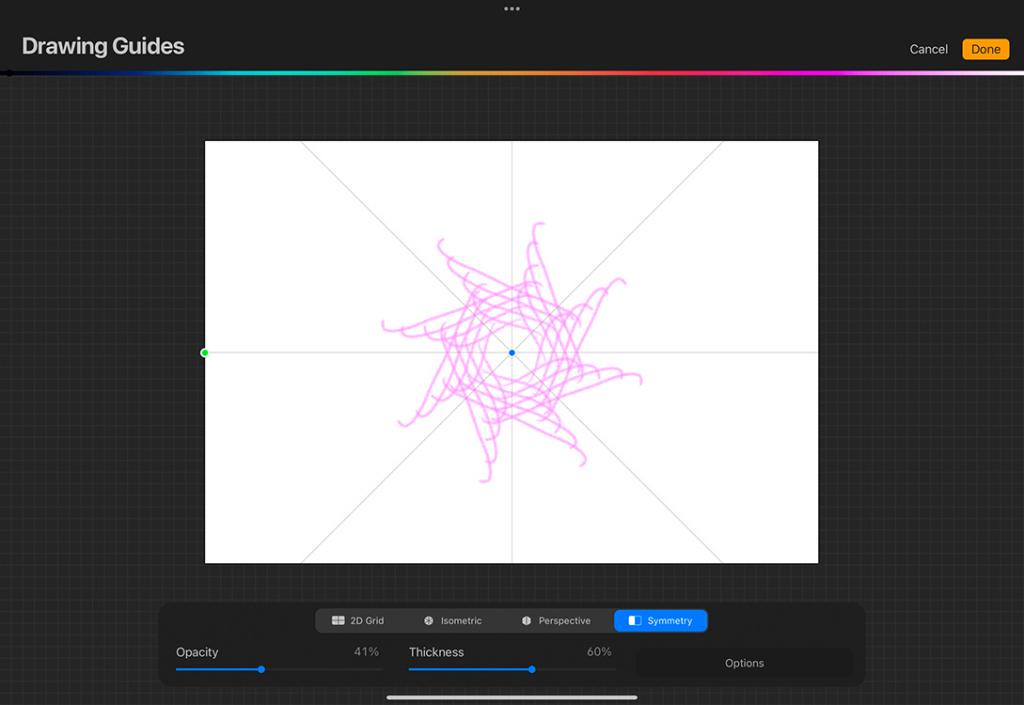 Drawing guides and grids settings in Procreate