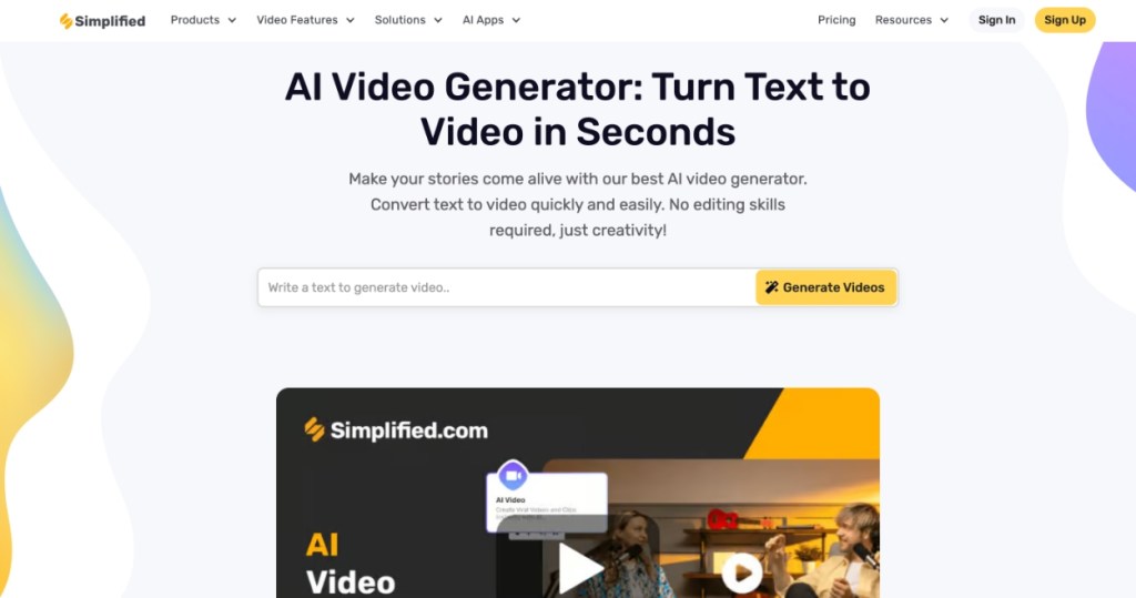 simplified ai video generator