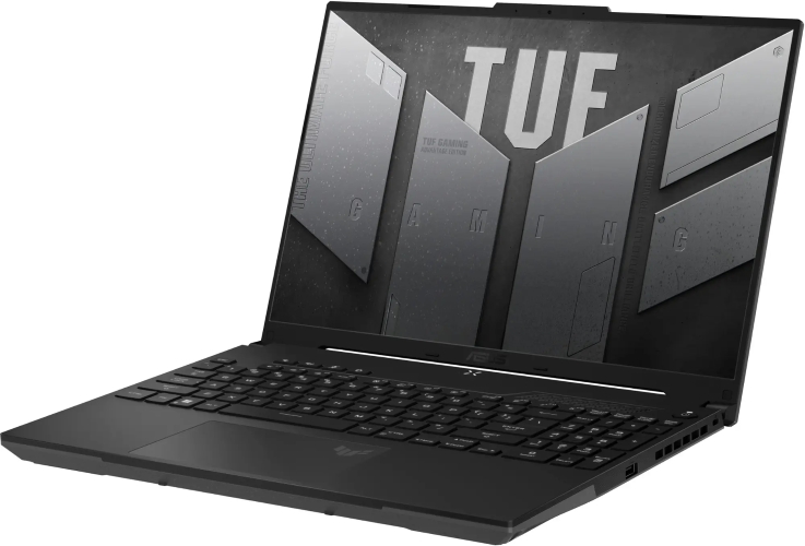 ASUS TUF A16 product image in black colorway with a white background