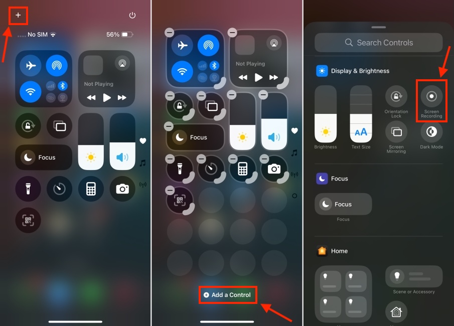 Add Screen Recording in Control Center iOS 18