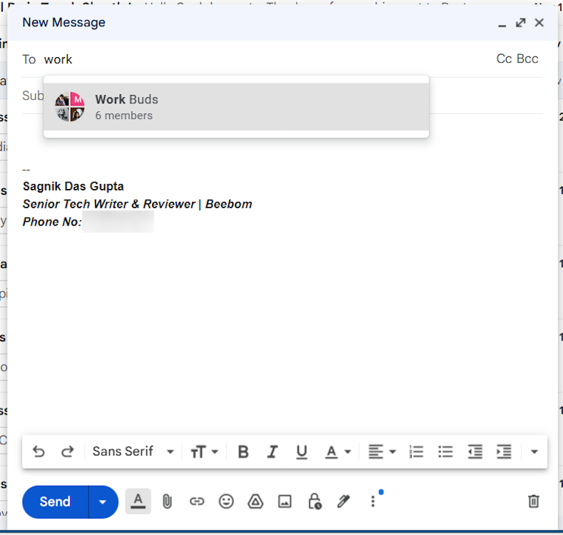 Adding Google Contacts Label in Gmail when composing an email