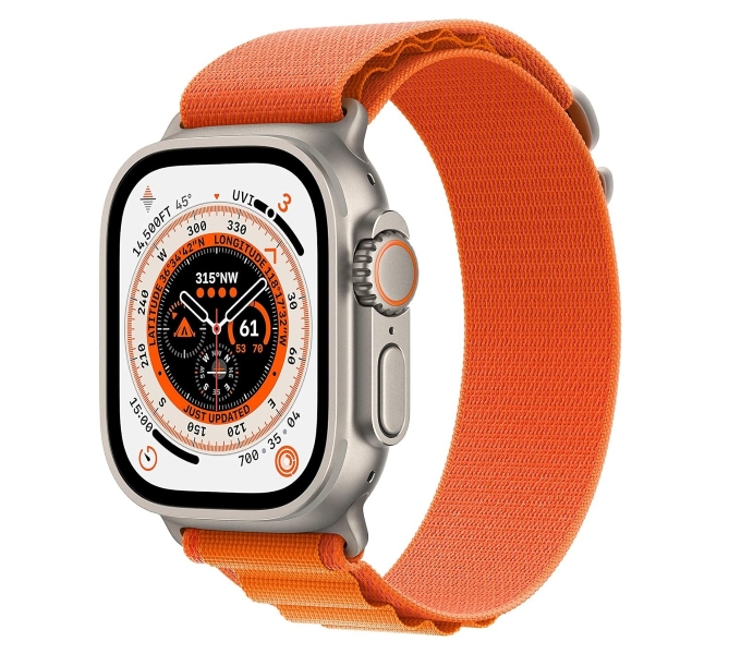 Apple Watch Ultra product image with Orange Alpine loop