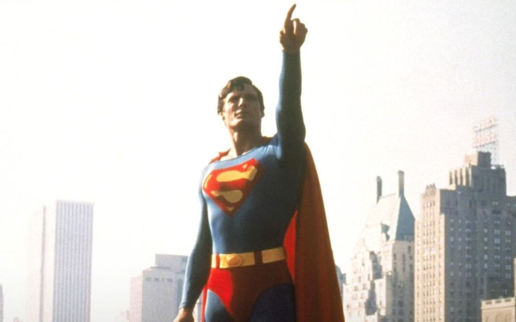 Christopher Reeves as Superman in the cover art of Super/Man: The Christopher Reeve Story