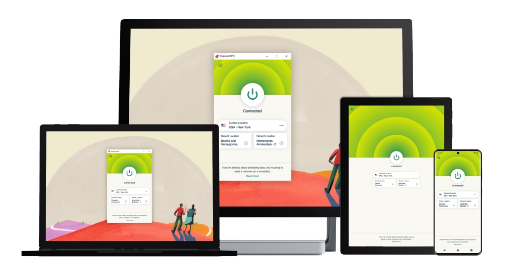 ExpressVPN running on multiple devices illustration