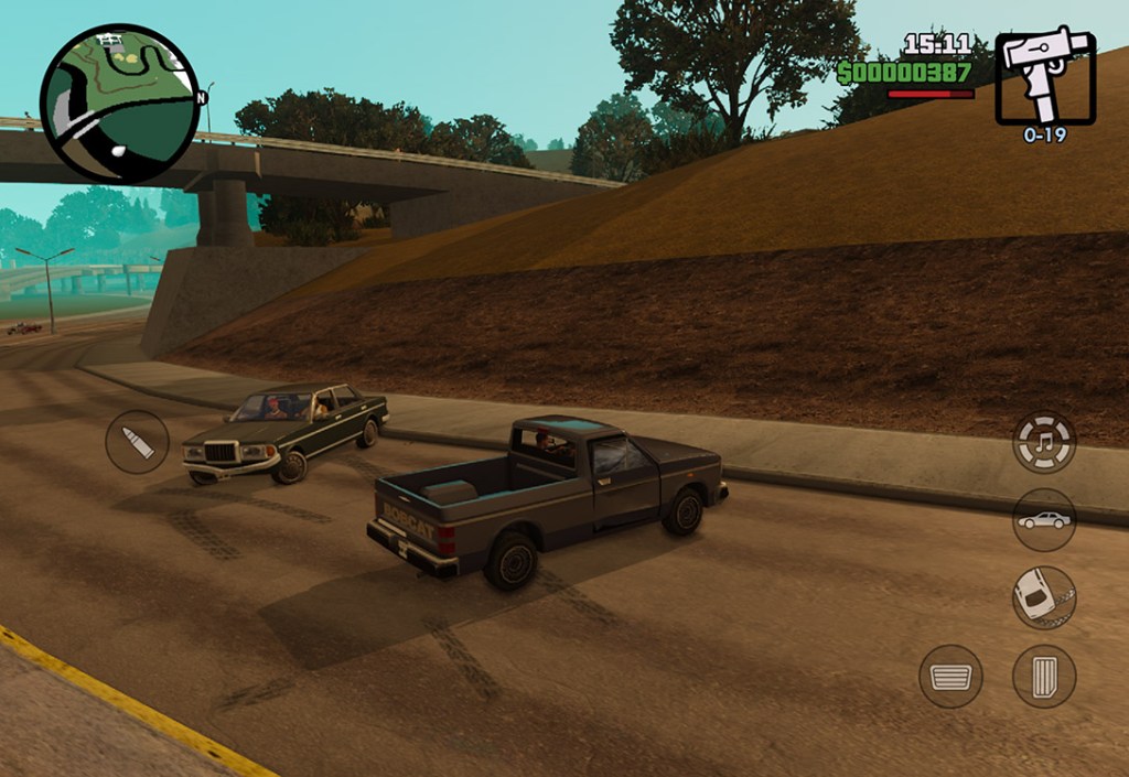 Screenshot of GTA San Andreas Definitive Edition running on iPad