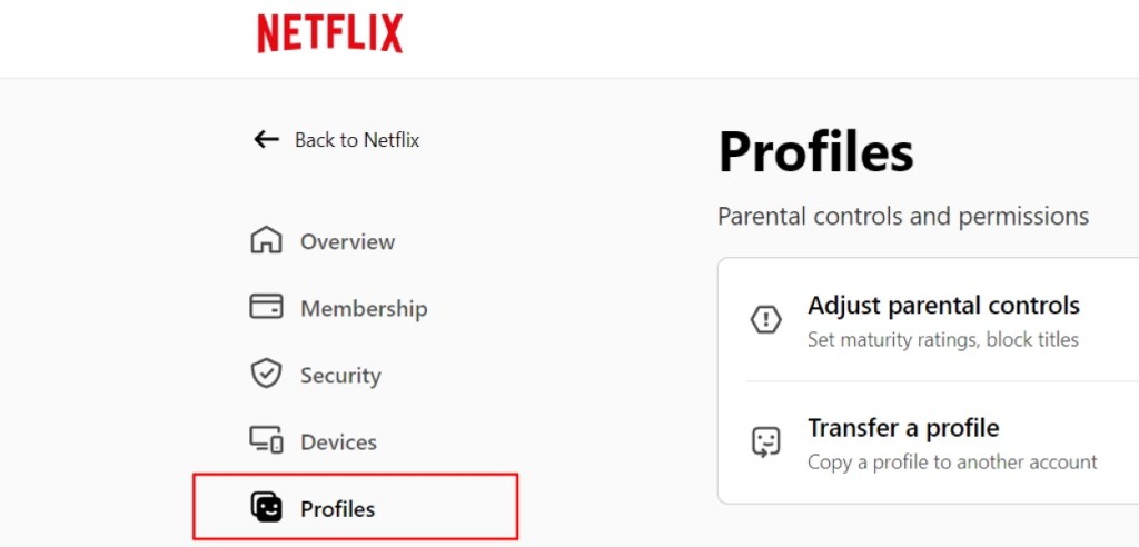 Go To Profiles Option