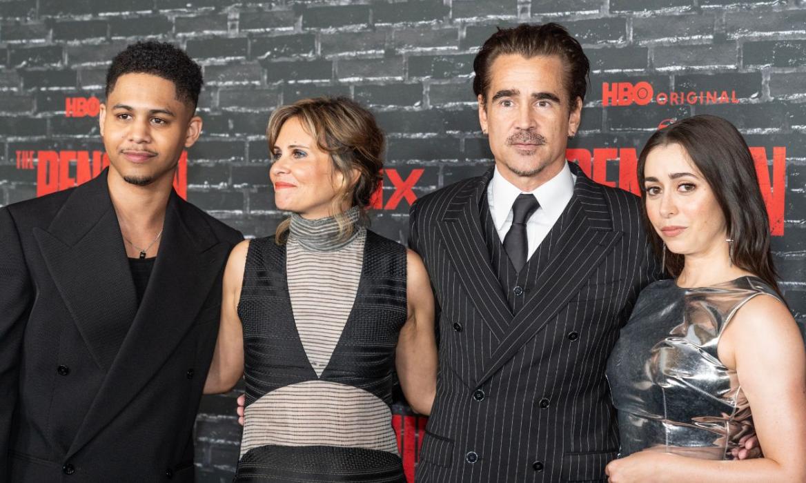 Rhenzy Feliz, Lauren LeFranc, Colin Farrell and Cristin Milioti at HBO Original 'The Penguin' premiere at Jazz at Lincoln Center in New York