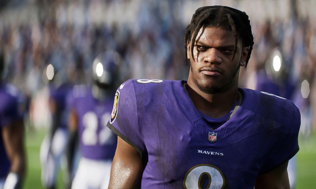 A Ravens team player visualized in-game on Madden NFL 25 